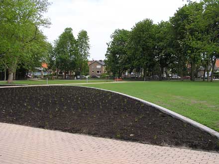 zicht op het park vanuit zwembad