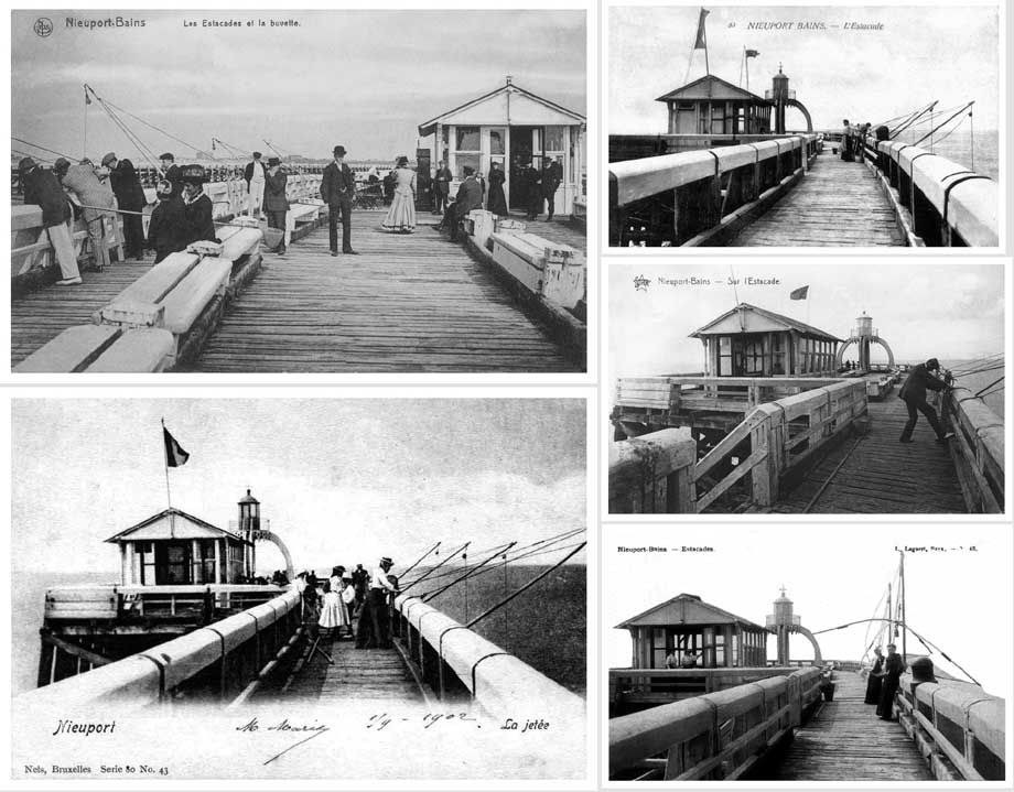 collage postkaarten 1905 kruisnetten op staketselhoofd