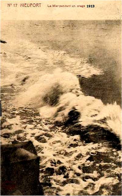 postkaart storm op zee 1913
