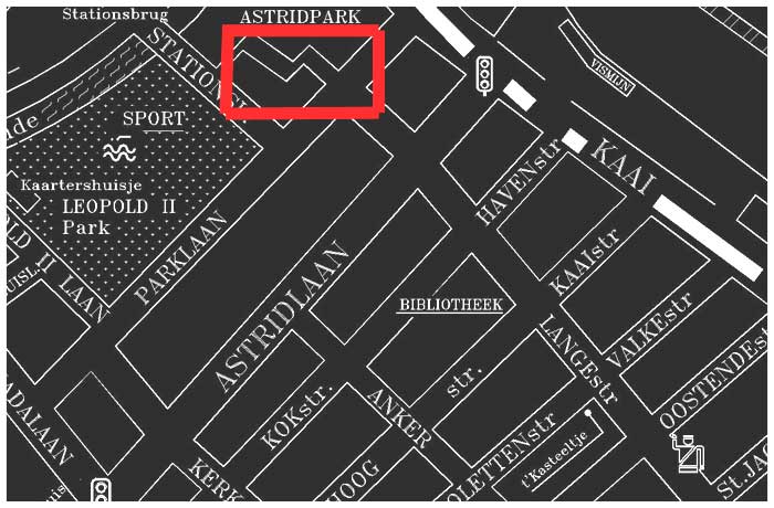 plan met ligging station nieuwpoort-stad